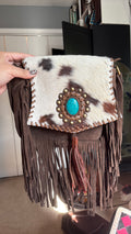 Cowhide and suede boho crossbody bag